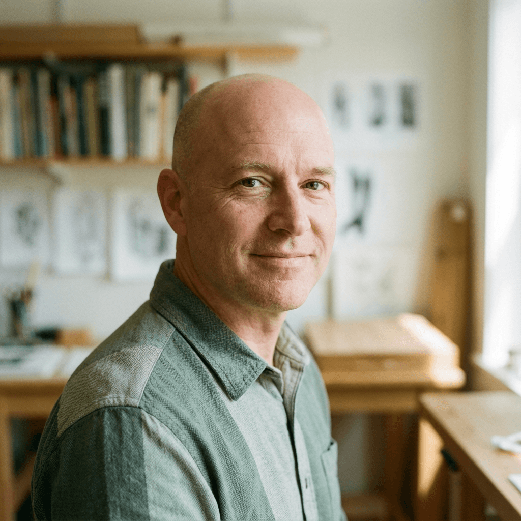 Male homeowner in his 40s, White, smiling in a casual shirt