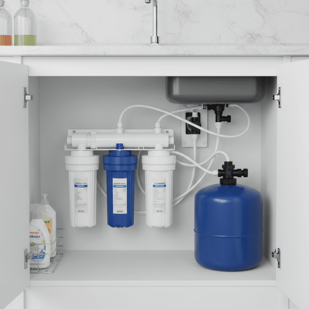 Under-sink reverse osmosis water filter system